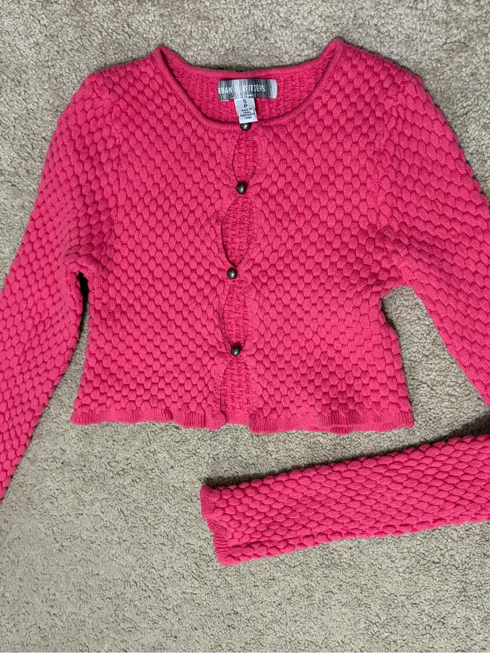 Urban Outfitters Hot Pink Textured Cropped Cardigan